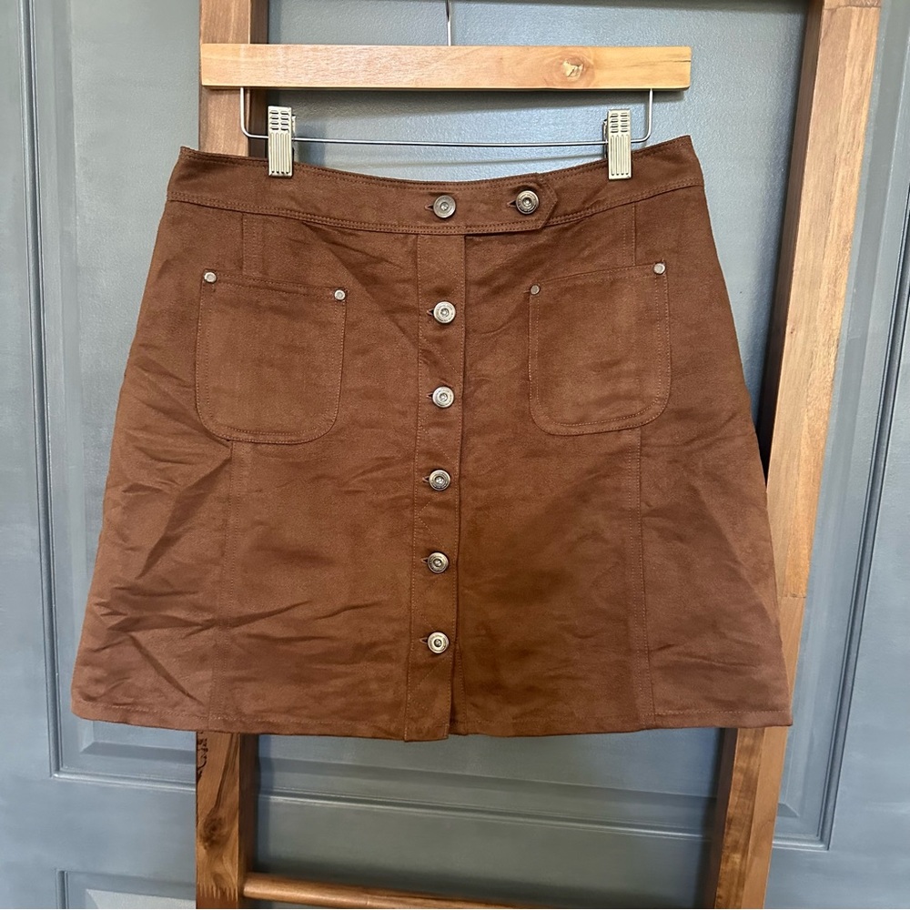 Brown Button-Front Women's Skirt